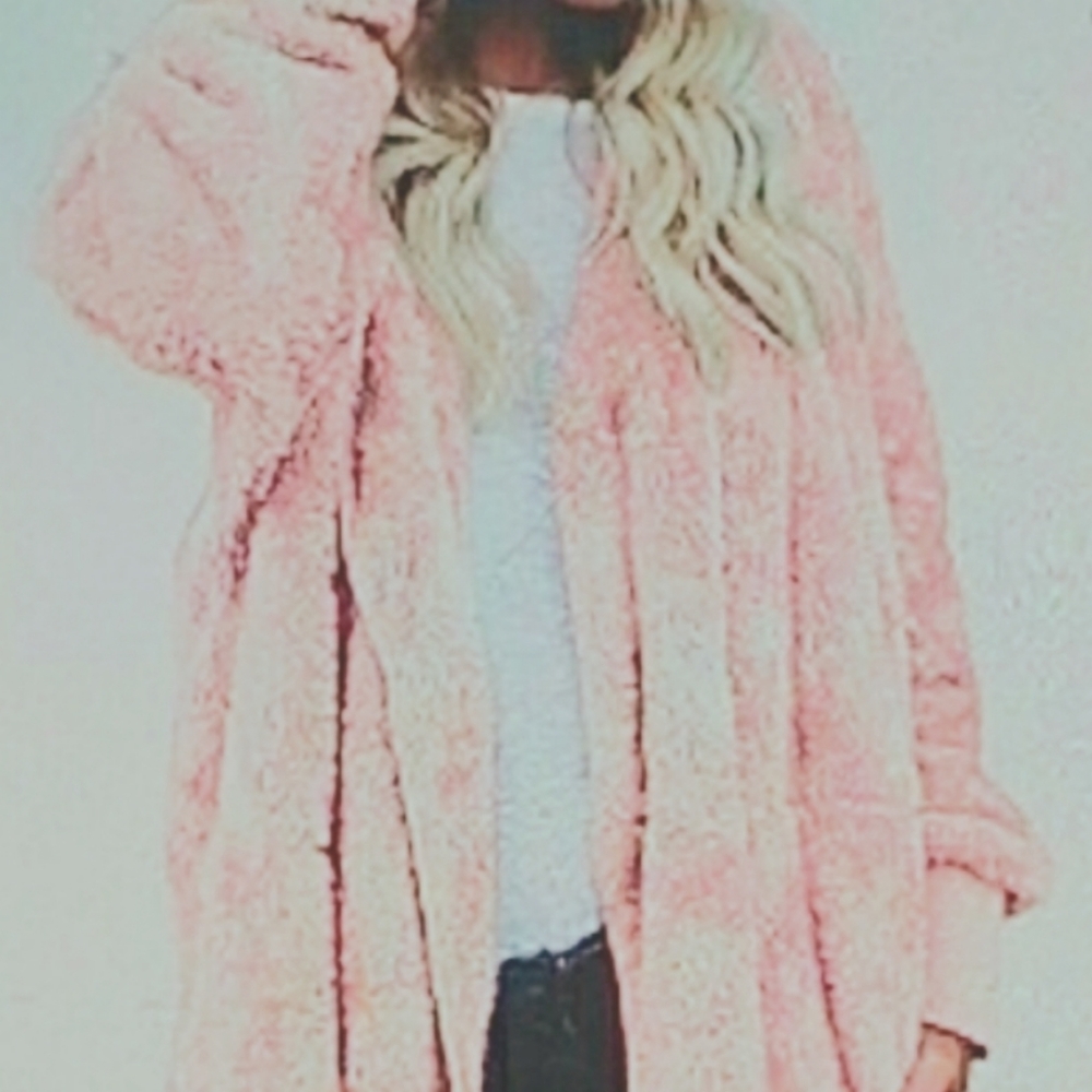 Women's winter open front sherpa fleece jacket